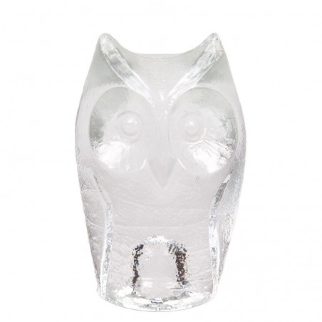 Swedish vintage glass owl paperweight