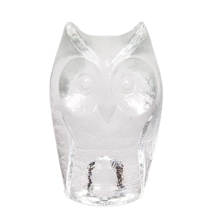 Swedish vintage glass owl paperweight