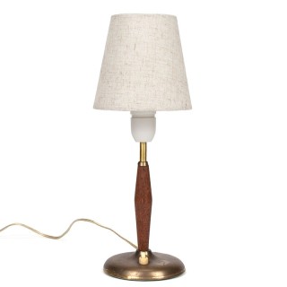 Scandinavisch vintage tafellampje in teak en messing