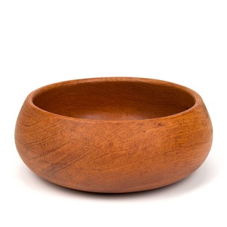 Teakhouten vintage ronde Deense saladeschaal