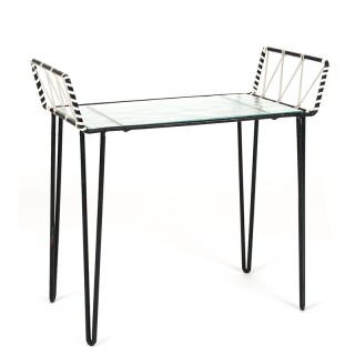 Danish vintage plant table with glass top