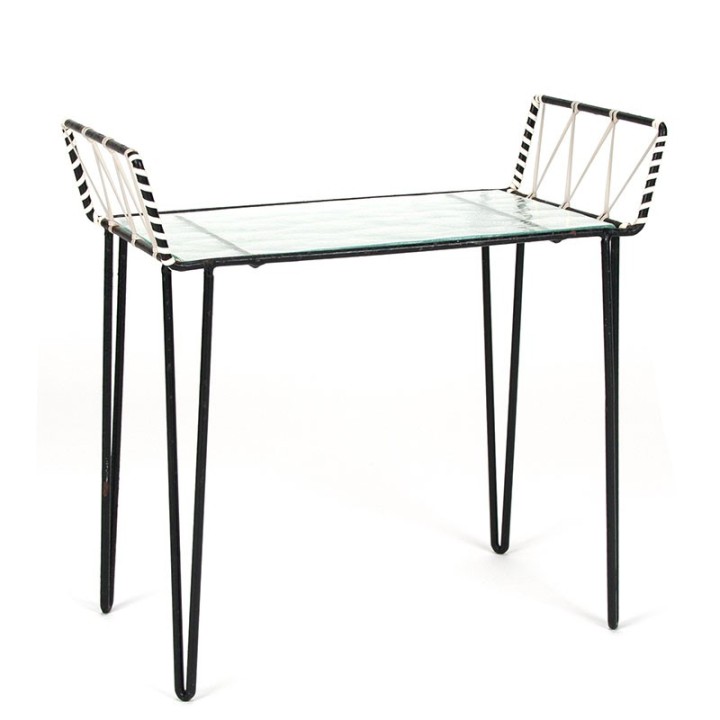 Danish vintage plant table with glass top