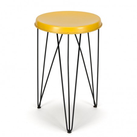 Yellow vintage Mid-Century design stool designed by Tjerk