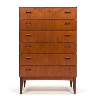 Mid-Century teak vintage Danish dresser with 6 drawers