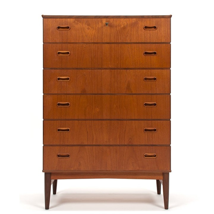 Mid-Century teak vintage Danish dresser with 6 drawers