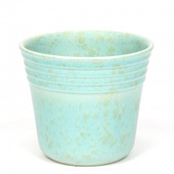Light green spotted small vintage flower pot from the fifties