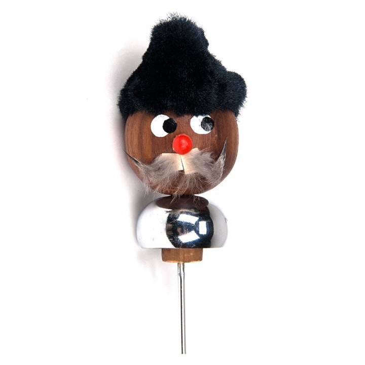 Scandinavian vintage bottle stopper as a man with a hat