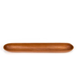 Elongated vintage teak serving bowl