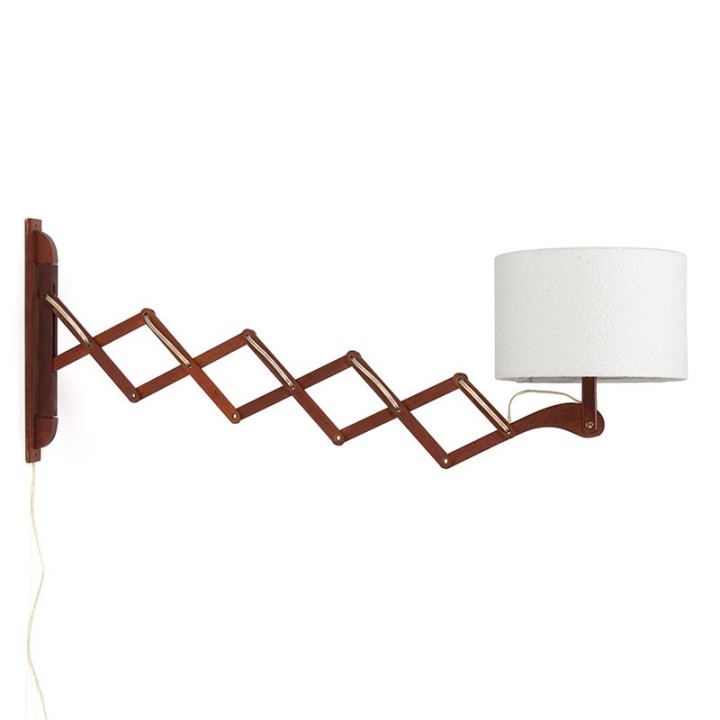 Teak vintage scissor lamp from the fifties