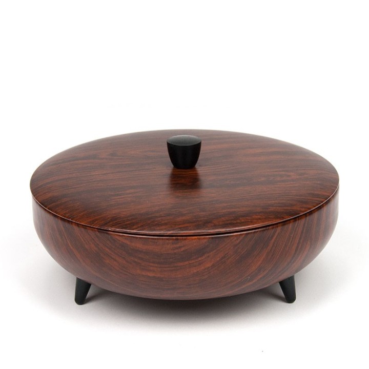 Metal vintage cookie jar in rosewood look