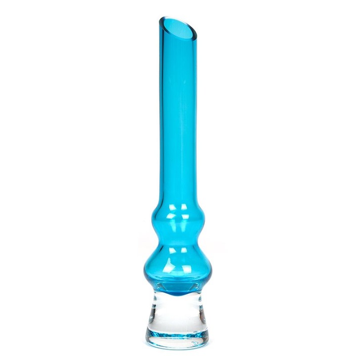 Blue glass vintage vase with clear base