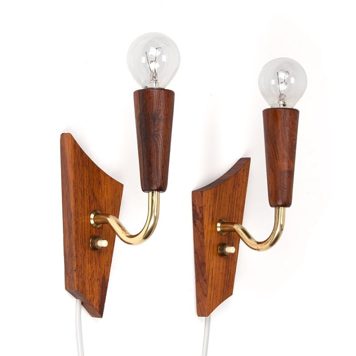 Deense set van 2 kleine vintage wandlampjes