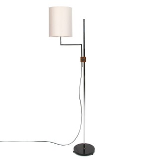 Staande lamp vintage model in chroom met stoffen kap