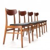 Set of Danish vintage dining table chairs in teak and oak