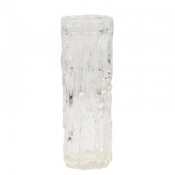 Glass vintage vase with bamboo relief