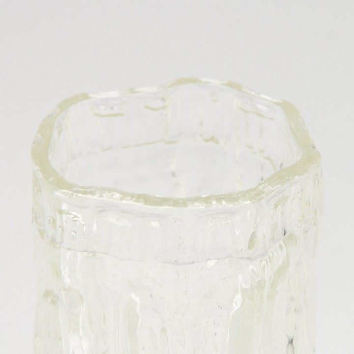 Glass vintage vase with bamboo relief