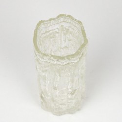 Glass vintage vase with bamboo relief