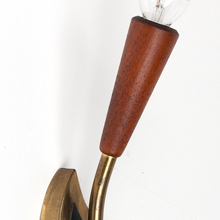 Jaren vijftig vintage wandlampje met messing detail