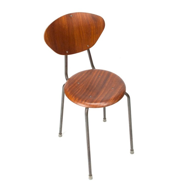Danish fifties vintage school chair in teak