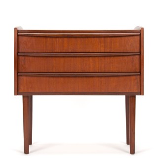 Teakhouten Deense Mid-Century ladekastje met 3 lades