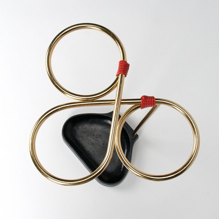 Mid-Century vintage paraplustandaard in metaal en messing