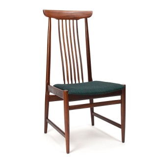 Mid-Century vintage teakhouten stoel met hoge rugleuning