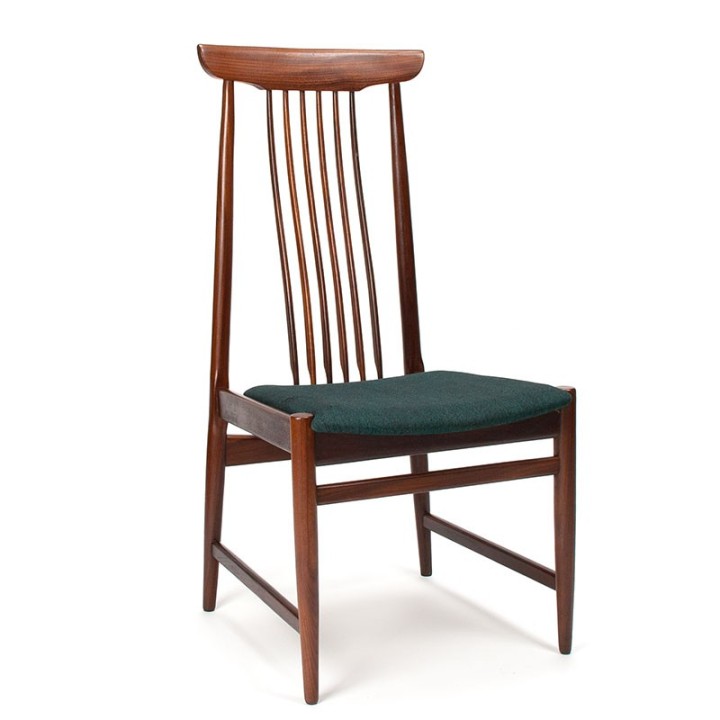 Mid-Century vintage teak dining table chair with high backrest