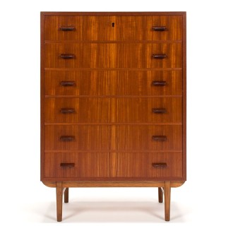 Deense ladekast in teakhout vintage Mid-Century design