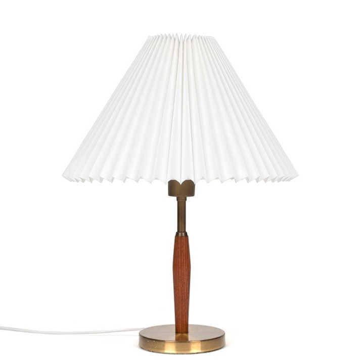 Deense vintage tafellamp met plissé kap