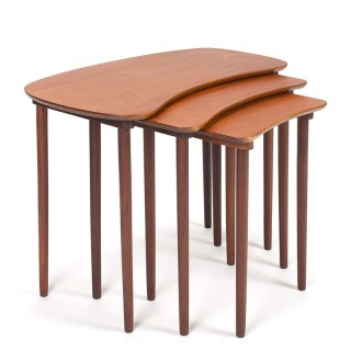 Mid-century Danish vintage design kidney shaped nesting tables