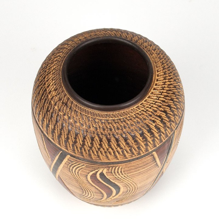 Mid-Century vintage earthenware vase in brown shade