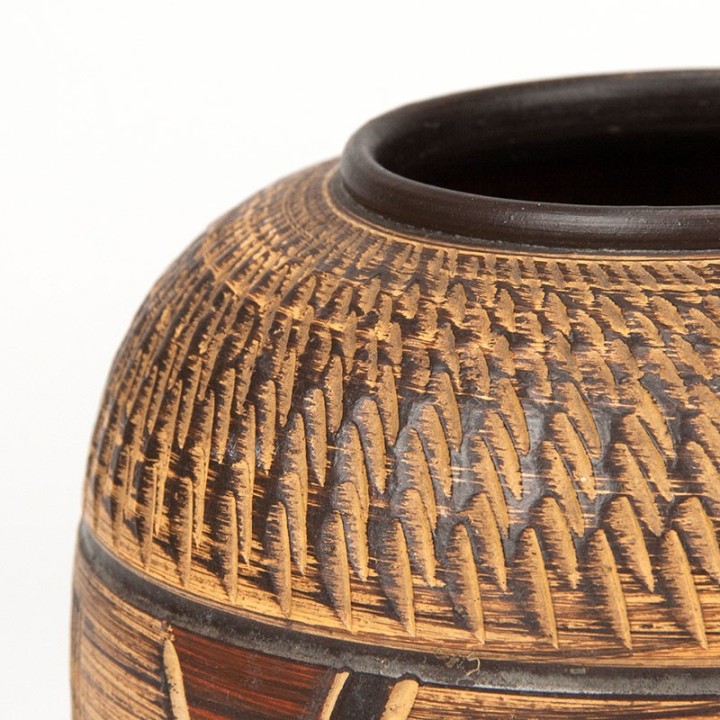 Mid-Century vintage earthenware vase in brown shade