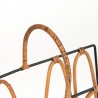 Vintage magazine rack/newspaper rack in metal and bamboo