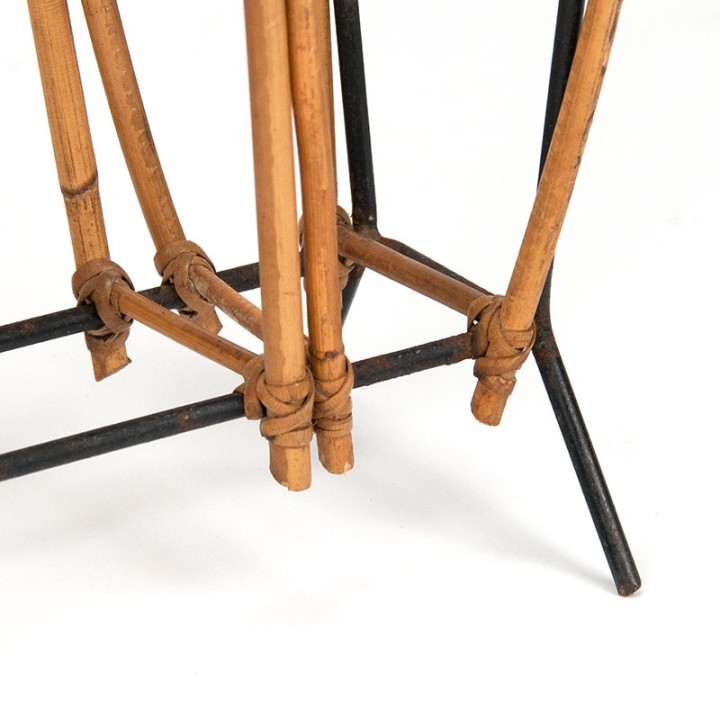 Vintage magazine rack/newspaper rack in metal and bamboo