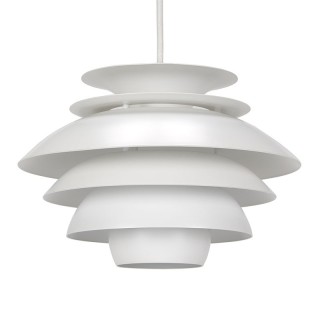 Small model vintage Danish white layered hanging lamp