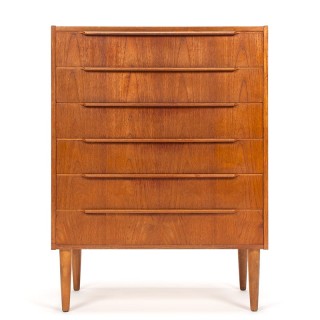 Ladekast Deens vintage model met 6 lades in teak