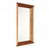 Mid-Century vintage mirror with wicker and teak edge