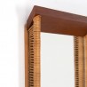 Mid-Century vintage mirror with wicker and teak edge