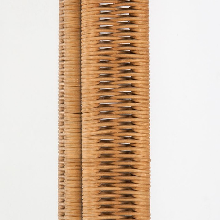 Mid-Century vintage mirror with wicker and teak edge