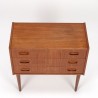Teak vintage Danish small model chest of drawers with 3 drawers