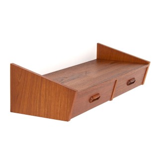 Mid-Century vintage Deens model wandkast/ plank met 2 lades