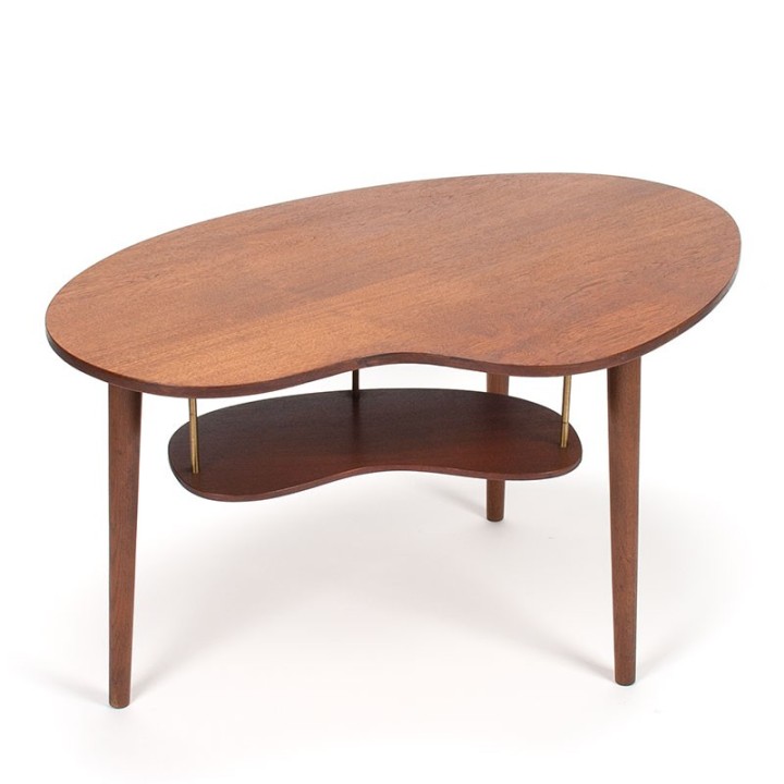 Niervormige vintage Deense Mid-Century salontafel