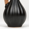 Small black vintage earthenware vase with wicker detail