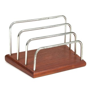 Mid-century Deense vintage briefhouder in teak