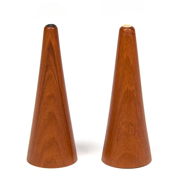 Danish vintage design pepper and salt set in teak