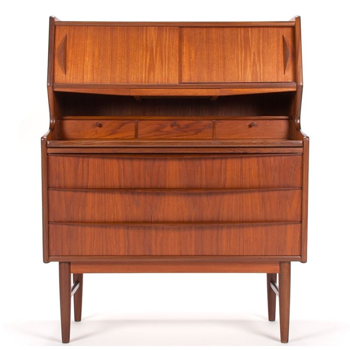 Mid-Century Deens vintage secretaire meubel in teak