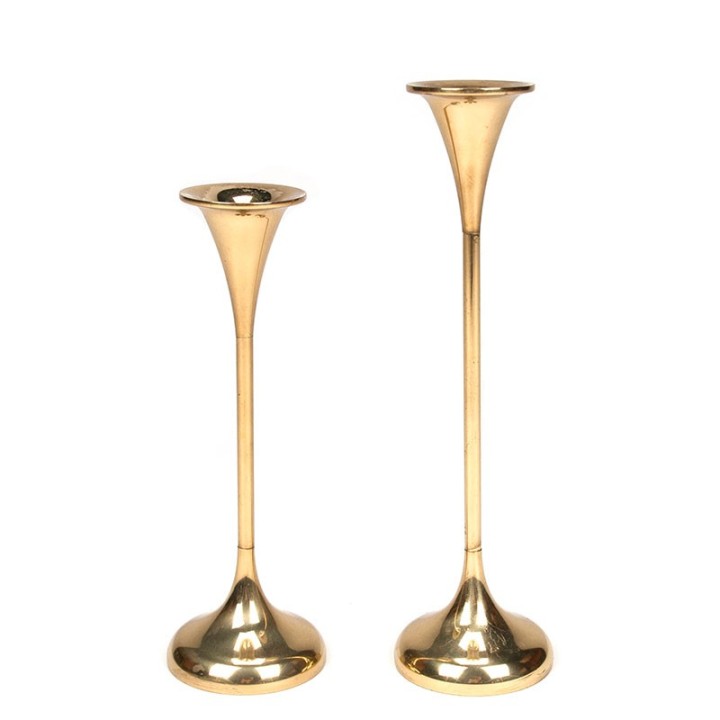 Brass set of 2 Mid-Century vintage candlesticks