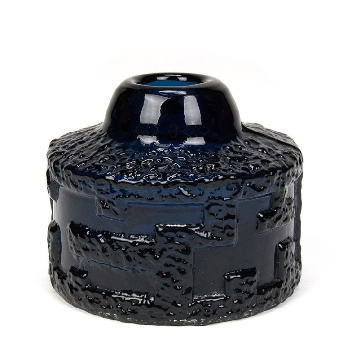 Cobolt vintage vaas ontwerp Göte Augustsson voor Ruda Glasbruk