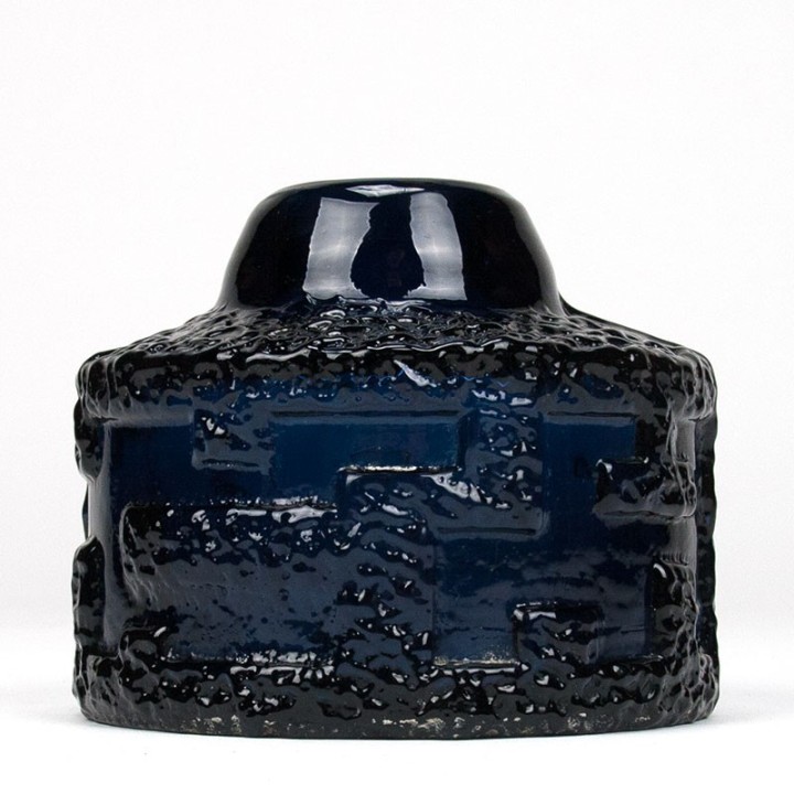 Cobolt vintage vaas ontwerp Göte Augustsson voor Ruda Glasbruk