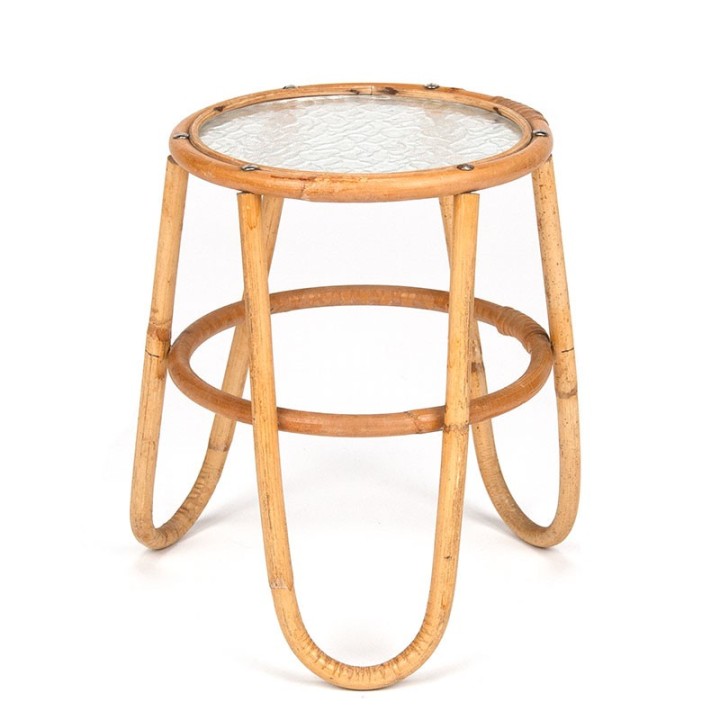 Plantentafeltje vintage model in rotan en glas